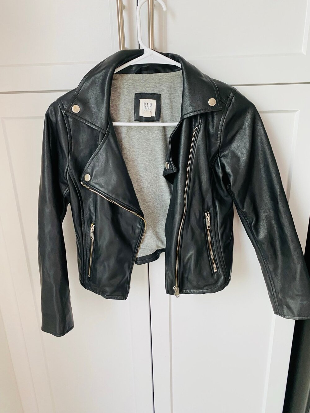 GAP kids leather jacket large black coat